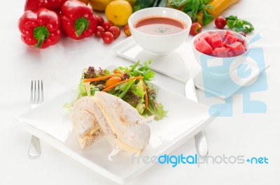 Tuna And Cheese Sandwich With Salad Stock Photo