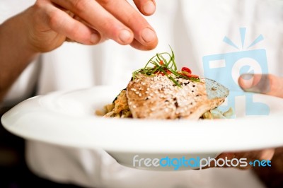 Tuna Appetizer Is Ready To Serve Stock Photo