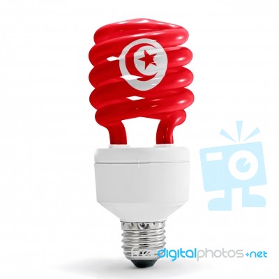 Tunisia Flag On Bulb Stock Photo