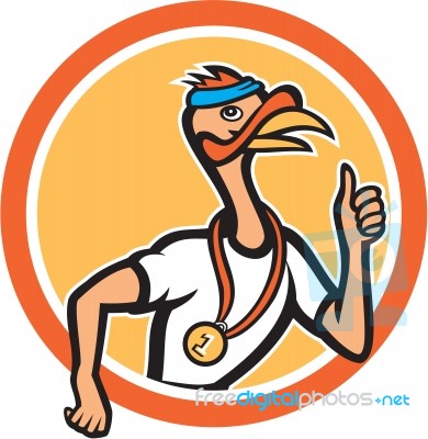 Turkey Runner Thumbs Up Cartoon Stock Image