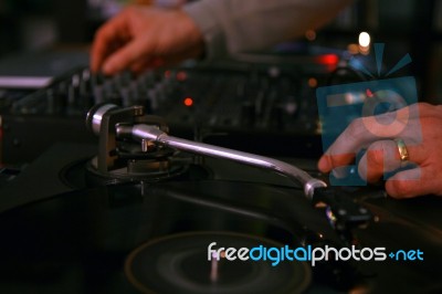 Turntables And Mixer Stock Photo