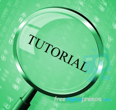 Tutorial Magnifier Indicates Online Tutorials And Develop Stock Image