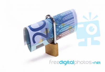 Twenty Euros Locked Stock Photo
