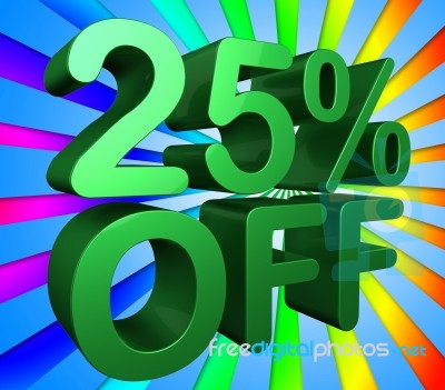 Twenty Five Percent Indicates Cheap Sale And Offer Stock Image