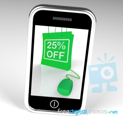 Twenty-five Percent Off Bag Displays Online Shopping 25  Discoun… Stock Image