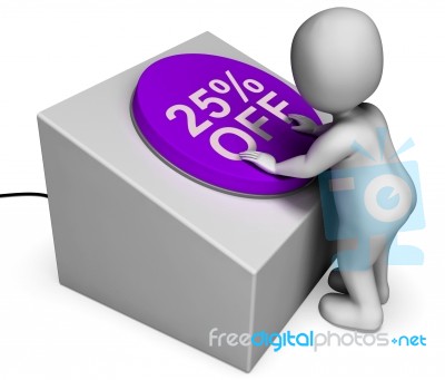 Twenty Five Percent Off Button Means 25 Discount Stock Image