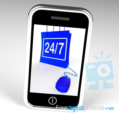 Twenty-four Seven Bags Displays Online Shopping Availability Stock Image