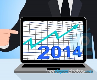 Twenty Fourteen Graph Chart Displays Increase In 2014 Stock Image
