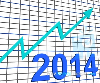 Twenty Fourteen Graph Chart Shows Increase In 2014 Stock Image
