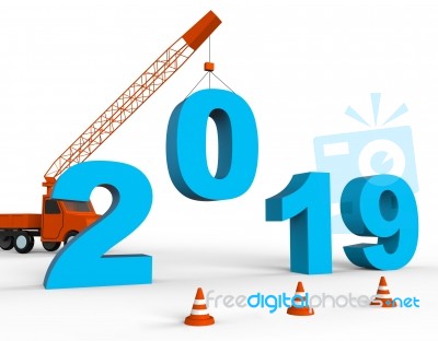 Twenty Nineteen Represents New Year And Annual 3d Rendering Stock Image