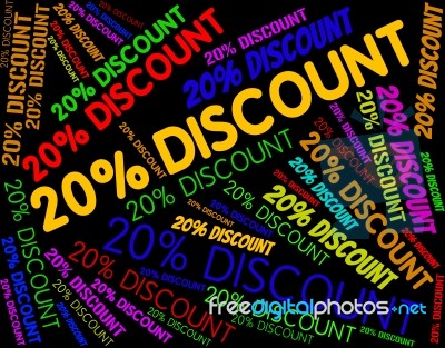 Twenty Percent Discount Shows Words Sale And Text Stock Image