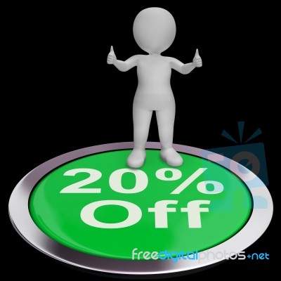 Twenty Percent Off Button Shows 20 Off Product Stock Image