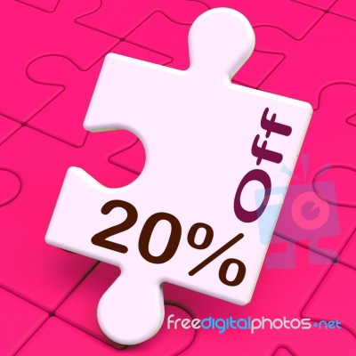 Twenty Percent Off Puzzle Means Discount Or Sale 20% Stock Image