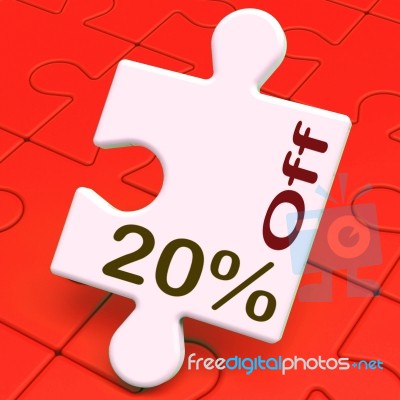 Twenty Percent Off Puzzle Means Reduction Or Sale 20% Stock Image