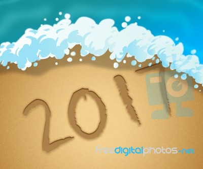 Twenty Seventeen Indicates Happy New Year And Annual Stock Image