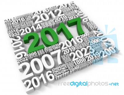Twenty Seventeen Means 2017 New Year 3d Rendering Stock Image