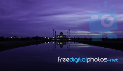 Twilight At Central Mosque, Songkhla Province, Thailand Stock Photo