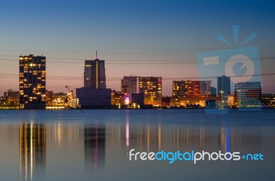 Twilight At Weer Water In Almere Stock Photo