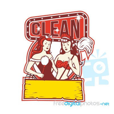 Twin Cleaners Clean 1950s Retro Stock Image