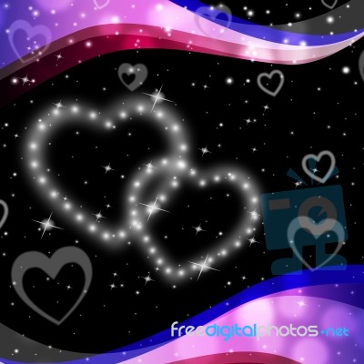 Twinkling Hearts Background Means Night Sky And Love
 Stock Image