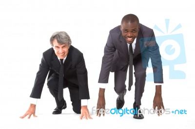 Two Businessmen On The Grid Stock Photo