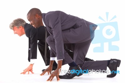 Two Businessmen On The Grid Stock Photo