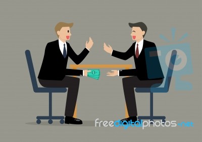 Two Businessmen Passing Money Under The Table Stock Image