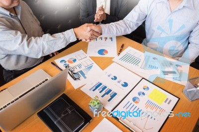 Two Confident Business Man Shaking Hands During A Meeting In The… Stock Photo