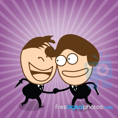 Two Cute Businessman Check Hand In Conceal Of Sincerity Relation… Stock Image