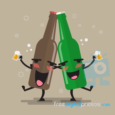 Two Drunk Beer Glasses Character Stock Image