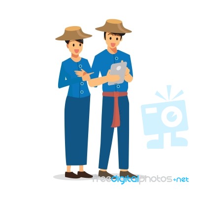 Two Farmer Using A Tablet Stock Image