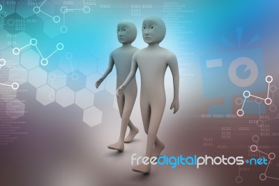 Two Friends Walk Together Stock Image