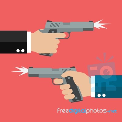 Two Hands Holding Handguns Stock Image
