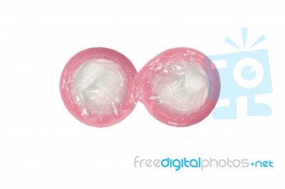 Two Pink Condoms  Stock Photo