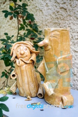 Two Pottery Characters In Friedrichsdorf Stock Photo Two Pottery Characters In Friedrichsdorf Stock Photo