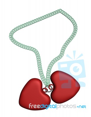 Two Red Hearts Necklace Stock Image