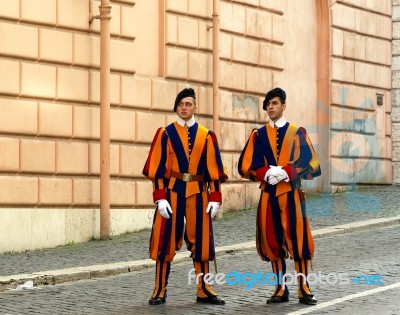 Two Swiss Guards Stock Photo