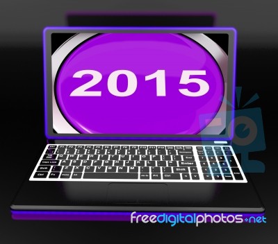 Two Thousand And Fifteen On Laptop Shows New Year 2015 Stock Image