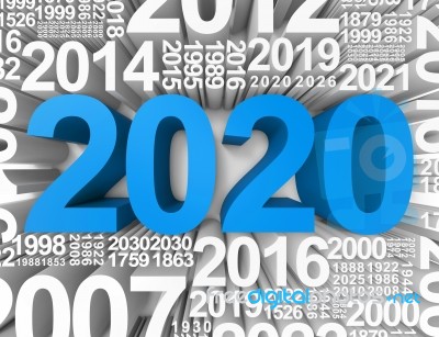 Two Thousand Twenty Indicates Happy New Year And Annual 3d Rende… Stock Image