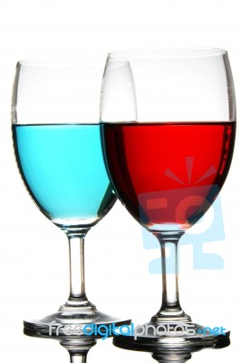 Two Wine Glass And Two Color Stock Photo