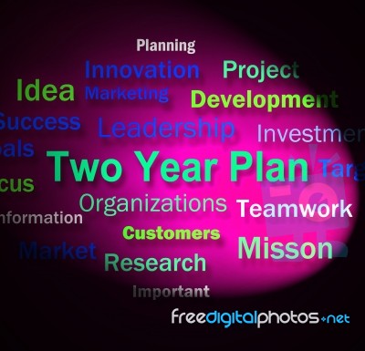 Two Year Plan Words Shows Planning For Next 2 Years Stock Image