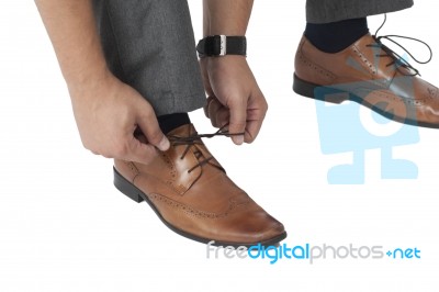 Tying Shoe Lace Stock Photo