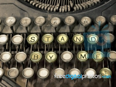Typewriter Stand By Me Stock Photo