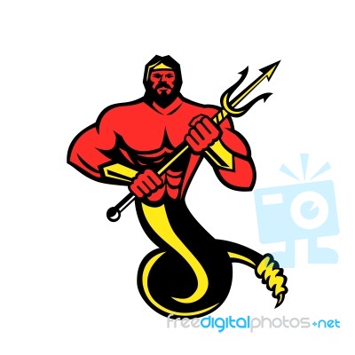 Typhon Holding Trident Mascot Color Stock Image