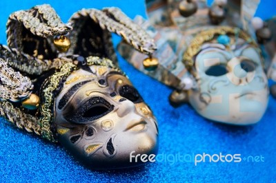 Typical Masks Of The Traditional Venice Carnival Stock Photo