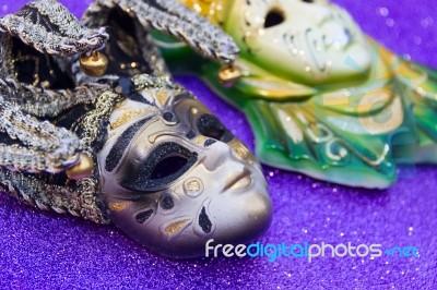 Typical Masks Of The Traditional Venice Carnival Stock Photo