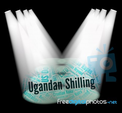 Ugandan Shilling Indicates Exchange Rate And Broker Stock Image