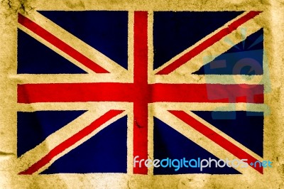 Uk Flag On Old Brown Paper Stock Photo