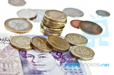Uk Sterling Money Notes And Coins Stock Photo Uk Sterling Money Notes And Coins Stock Photo