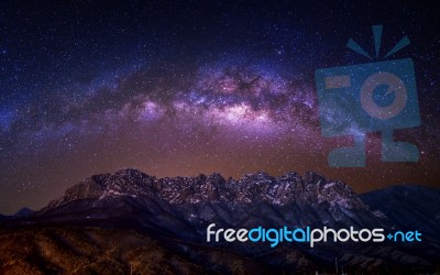 Ulsan Bawi Rock With Milky Way Galaxy On Seoraksan Mountains In Stock Photo